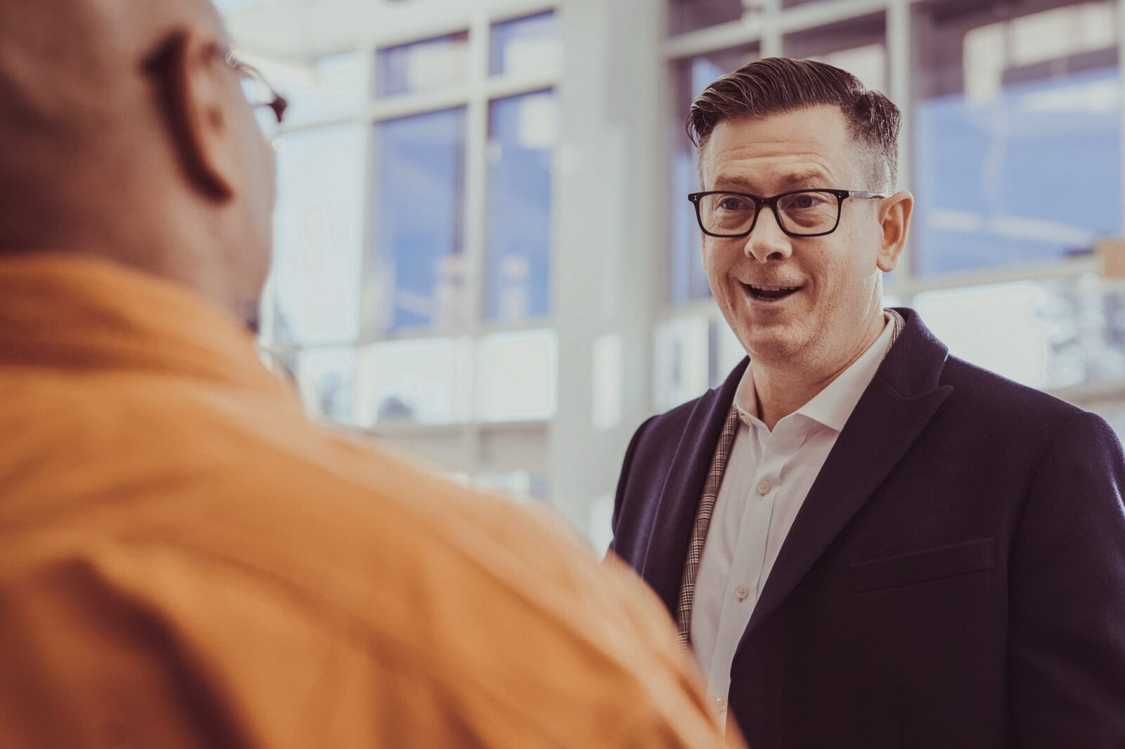 Career Change in the Workplace Two men talking